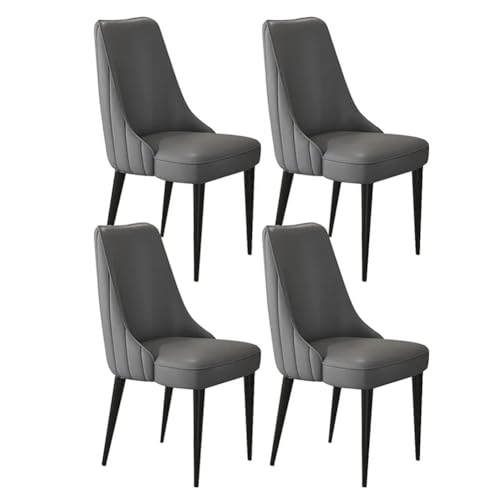 Image of Dream Furnishing - Set of 4 Dinning Chairs Elegant & Luxury Looks Strong Metal Frame Legs for Home Cafe Office Hotel (Dark Grey-Black Legs)