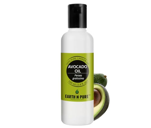 Image of Earth N Pure Avocado Oil | 100% Pure & Natural | Cold Pressed | Deep Moisturizing Carrier Oil for Hair, Face, Beard, Body & Scalp | Vegan & Cruelty-Free | 100ml