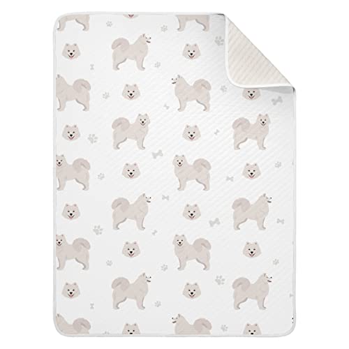 Image of Swaddle Blanket Samoyed Dog Cotton for Infants, Receiving, Lightweight Soft Swaddling for Crib, Stroller, Nursery, 30X40 in
