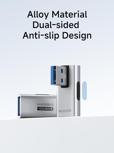 Image of Hagibis USB 3.2 Adapter 2 Pack, 90 Degree Right and Left Angle USB A Male to Female Connector OTG Adapter Cable Extender for Laptops Charger PC Car Mouse Keyboard (Vertical Front)