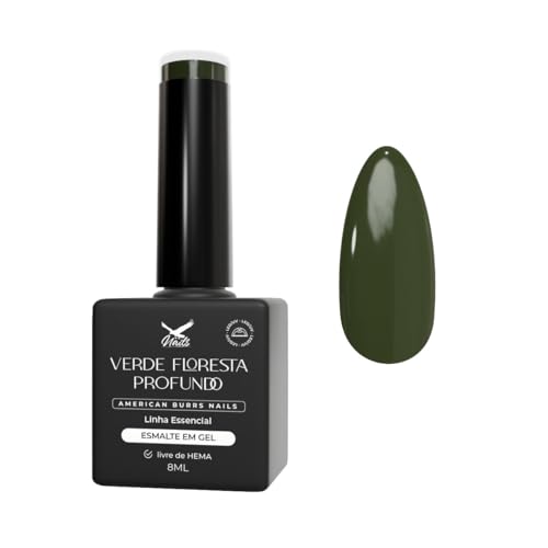 Esmalte em Gel Verde Floresta Profundo, Linha Essencial, Hipoalergênico, 8ml - American Burrs Nails