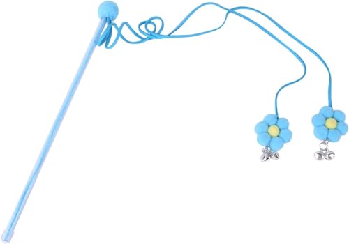 Cat Feather Stick Toy - Feather Toys Cat Wand Toy,Cat Toys Cat Teaser Wand with Feather Refills with Bell Cat Toys for Indoor Cats, Cat Toy Wand for Indoor Cat and Kitten,Cat Feather Toys (Blue)
