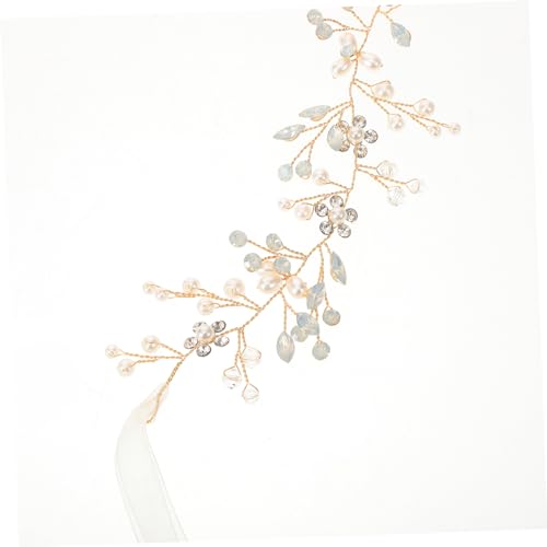 FRCOLOR 1Pc Handmade Pearl Bridal Sash Chain Belt with Flower Accents Elegant Wedding Waist Belt for Brides and Gorgeous Rhinestone Decoration for Special Occasions2