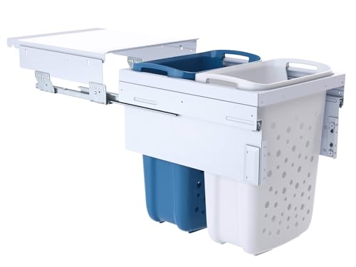 Hailo Laundry Carrier 3270461 Panier à linge à 2 compartiments pour armoire inférieure de 45 cm avec façade et système d'extraction 66 l
