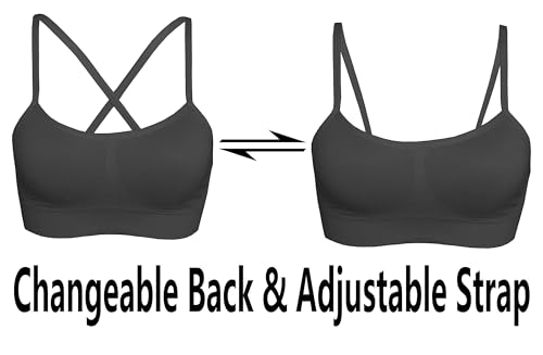 Image of AKAMC Women's Cross Back Sport Bras,Adjustable Straps Padded Criss Cross Cropped Bras for Yoga Workout Fitness