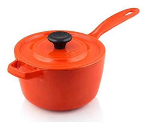 P9IDEDFH Wok Cookery - Olla de leche esmaltada de 16 cm, hierro fundido sin revestimiento, suplemento de cocina, para gachas de avena de leche caliente, olla de inducción de gas, doble uso