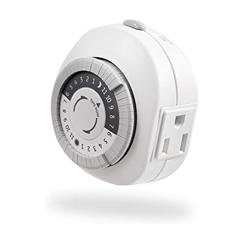 GE 24-Hour Plug-In Mechanical Timer, 1 Outlet, 30 Min Intervals, UL Listed, 15153 Cover