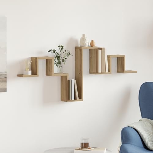 MOBCANT Wandregal Artisan Eiche 104,5x10x43 cm Ingenieurholz, Bilderleiste Floating Shelves Hängeregal Schwebendes Regal Verwendbar für Wohnzimmer Waschküche Badezimmer Arbeitszimmer