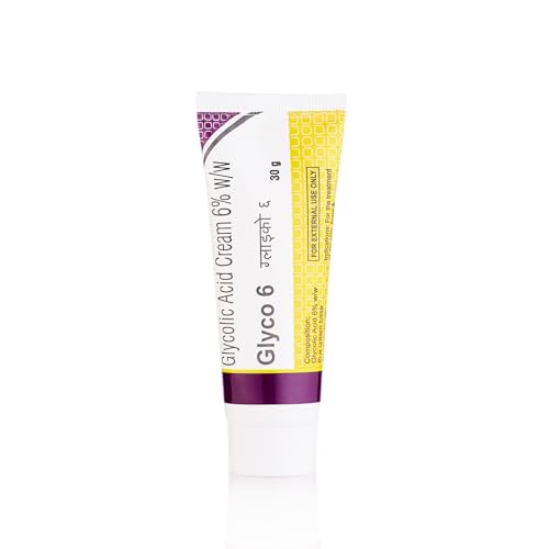 Image of Glyco 6 Glycolic Acid Face Cream 6% w /w | Exfoliating Cream for Acne, Pimples & Dark Spots | Unclogs Pores & Improves Skin Texture | Suitable for Dry & Acne-Prone Skin | 30g (Pack of 1)
