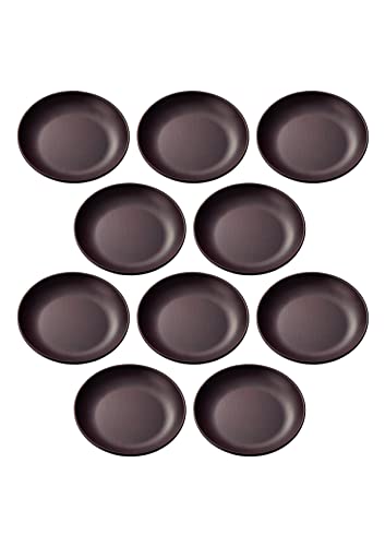 台和 業務用食器 ラウンドプレート ダークブラウン 21cm 10枚セット メラミン食器 木製風 木目 食洗機対応 スタッキング可能 日本製 Walna WD-10-DBR