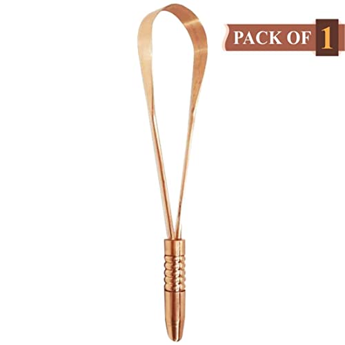 Image of Pure Copper Tongue Cleaner Ant Bacterial Scraper Cleaner Scrapper Antimicrobial Oral Tongue Scrapper for Men and Women - Pack of 1