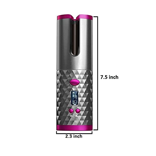 Image of Cordless Automatic Hair Curler - Portable Curling Iron With LCD Temperature Display, Fast Heating, Auto Rotating, USB Rechargeable for Travel and Home (M1)