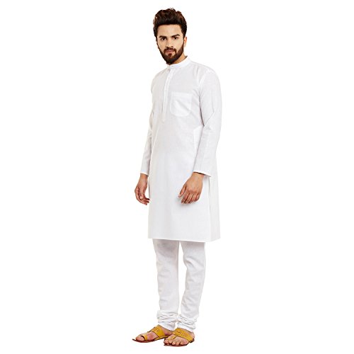 Image of SOJANYA (Since 1958 Men's White Cotton Linen Kurta Pyjama