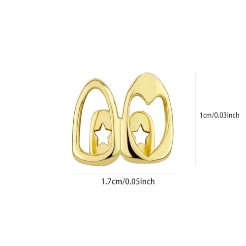Juego de 2 Grillz para Dientes en Latón Chapado en Oro miniatura 4