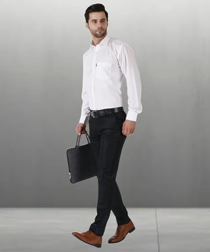 Image of MALENO Men's Slub Effect Solid Trouser | Classic Slim Fit Formal Trousers for Men | Slim Fit Trousers for Men