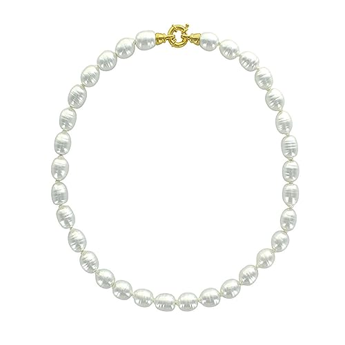 France Minéraux Collier Perles de Majorque blanches - Baroque - 45 cm