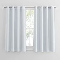 PONY DANCE White Thermal Insulated Curtains for Bedroom, Room Darkening Eyelet Curtains for 54 Inch Drop Small Window Drapes, 2 Panels, W46 X L54, Greyish White