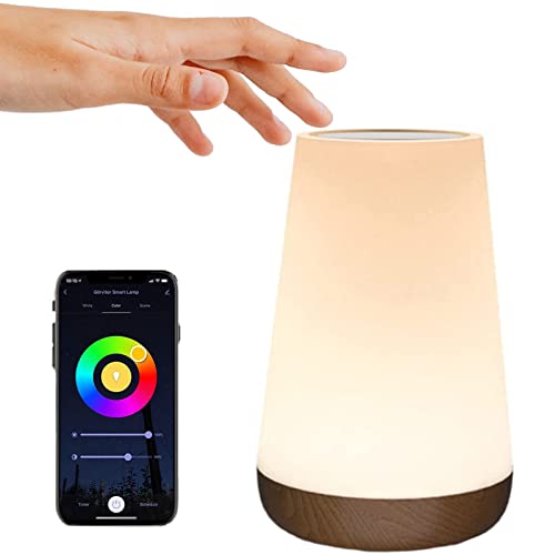 BIGFOX Lampe Nuit Tactile Intelligente, Lampe de Chevet, Compatible avec Alexa/Google Home, Veilleuse Enfant, APP Contrôlé, Minuterie, Dimmable Idéale pour Repos, Lecture et Décoration