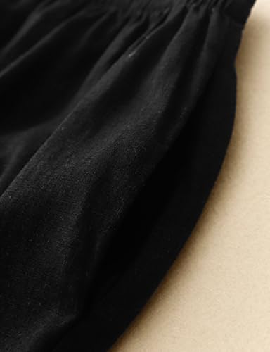 IDEALSANXUN Linen Skirts for Women Spring Summer Outfits A Line Elastic High Waisted Casual Lightweight Flowy Midi Skirt3