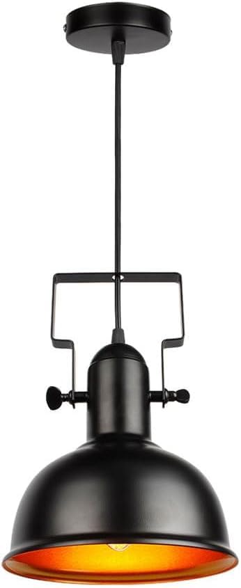 Luminaire plafonnier or noir industriel à 1 lumière pour cuisine rustique