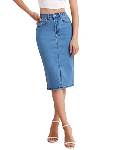 Image of GRECIILOOKS Denim Skirt for Women | Long Skirt for Women | Skirt for Women | Denim Skirt for Women Long | Pencil Skirt for Women
