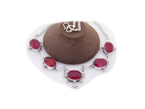Surbhi Crafts Red Quartz Necklace, Silver Plated Chain Necklace, Women Necklace, Brass Necklace AH-11817 Surbhi Crafts Red Quartz Necklace, Silver Plated Chain Necklace, Women Necklace, Brass Necklace AH-11817