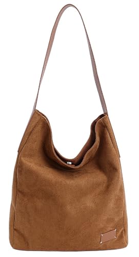 Slouchy Suede Bucket Hobo Bags Women Trendy Underarm Shoulder Bag Crescent Crossbody Purses Cute Travel Tote Handbag 2025