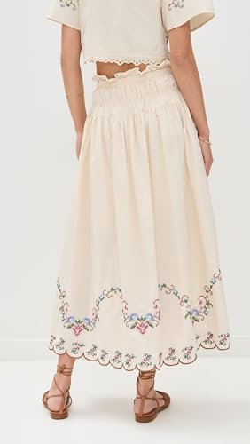 MOON RIVER Women's Eyelet Scallop Hem Midi Skirt3