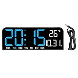 Photo Gallery honseadek sveglia digitale a grande schermo, display a led 24 x 9 cm, montaggio a parete o desktop, visualizzazione della temperatura e della data, doppio allarme e conto alla rovescia (blu) Photo Gallery honseadek sveglia digitale a grande schermo, display a led 24 x 9 cm, montaggio a parete o desktop, visualizzazione della temperatura e della data, doppio allarme e conto alla rovescia (blu)