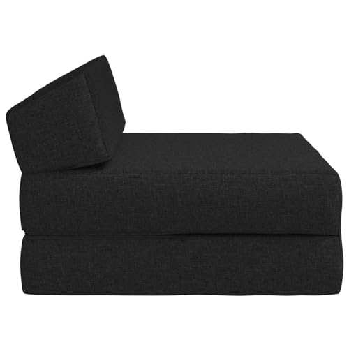 Sofá cama plegable negro de tela con relleno de espuma para salón o invitados 5