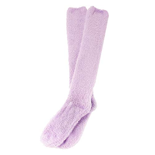 Image of BambooMN Women's Fuzzy Knee High Socks - Polka Dots and Solid Colors - 2 Sizes - 1 Pair Pack