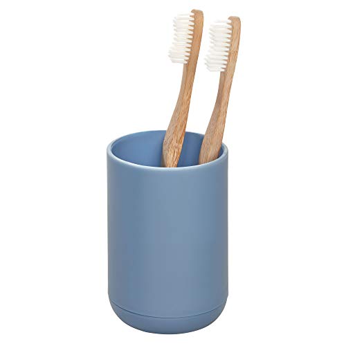 iDesign Cade Toothbrush Holder, Holds Normal Toothbrushes, Spin Brushes, and Toothpaste - Matte Dusty Blue