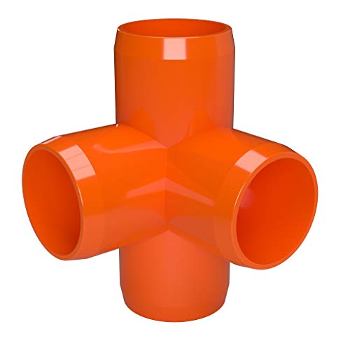 Formufit F0014Wt-Or-4 4-Way Tee Pvc Fitting, Furniture Grade, 1" Size, Orange (Pack Of 4) #TOP3