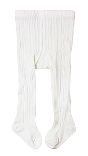 CMNXFNC Baby Girls Tights Cable Knit Cotton Leggings Stockings for Newborn Infants Toddler offwhite 1-2T