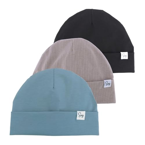 Image of Jersey Beanie Hat for Newborn Baby Boys Girls Silky Satin Lined Hats Bonnet Toddler Infant Little Kids Beanies Caps