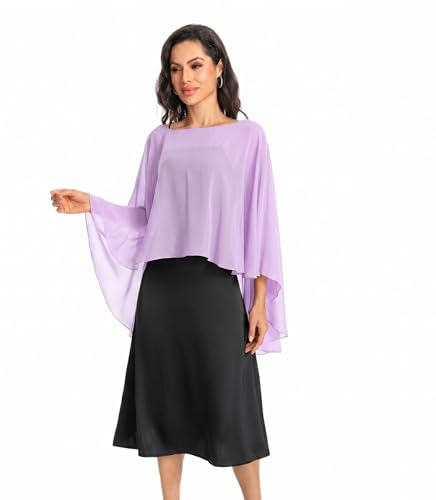 Image of Baoqiya Chiffon Capes Sheer Capelets Long Cape Poncho For Women Plus Size