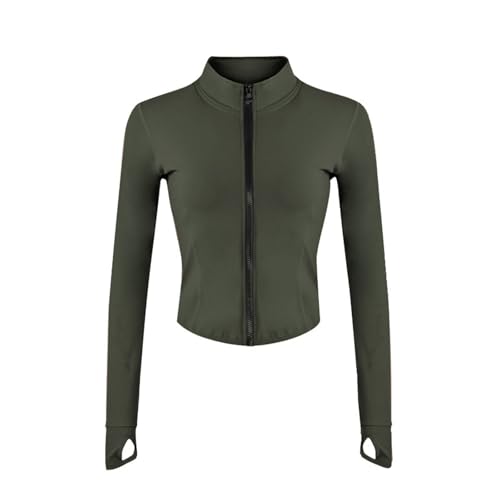 Zyrulix Jaqueta atlética feminina com zíper completo, leve, para corrida, ioga, treino, com orifício