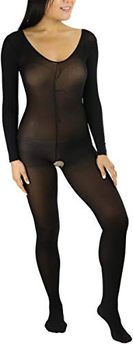 Image of ToBeInStyle Women's Long Sleeve Bodystocking Bodysuit Lingerie Regular & Plus Sizes