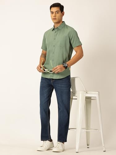 Image of Thomas Scott Men's | Solid | Half Sleeve | Regular Fit | Premium Irish Linen | Spread Collar | Casual Shirt