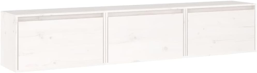 TV Cabinets 3 pcs White Solid Wood Pine