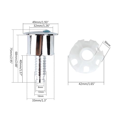 Botón de cisterna para váter redondo pulsador simple para tanque de agua de baño 5