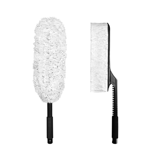 Image of MenzaPro DustGo Car Duster Pack of 2 | Wax Treated Cotton Car Duster for Dust Cleaning | Scratch-Free Long Handle Cleaning Brush for Car & Bike