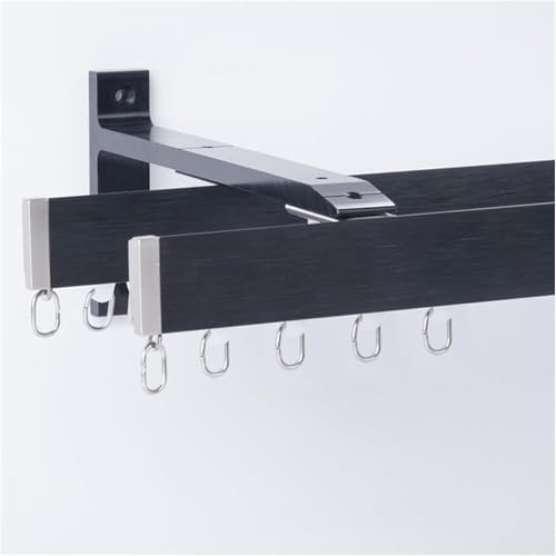 Juego de rieles de aluminio de fácil instalación, riel de techo para RV y divisor de habitación, longitud ajustable (2 m, 6.5 pies), color negro, versátil decoración del hogar