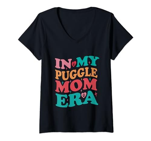 Mujer En mi época de mamá Puggle, Groovy Retro Camiseta Cuello V