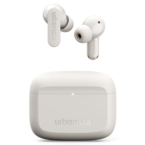 Urbanista Palo Alto Cuffie Bluetooth, Auricolari Bluetooth 5.3 Wireless, Cuffie Antirumore con 6 HD Mics, Audio adattivo, Trasparenza, 45 Ore di Riproduzione, Bassi Potenti, USB-C, IP54, Bianca