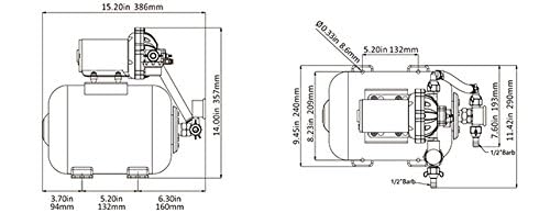 Image of SEAFLO Marine Water Pump with 2 Gallon Accumulator Tank System, 24V DC, 60 PSI, 5.5 GPM