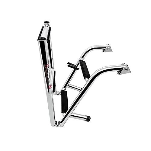 Folding Boat Ladder Stainless Steel 4 Step Pontoon 2+2 Step Portable Transom Mount Boat Ladder，Rated To 400 Pounds #TOP3