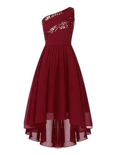 Linjinx Mädchen Festliches Kleid One Shoulder Chiffon Kleid Slim...