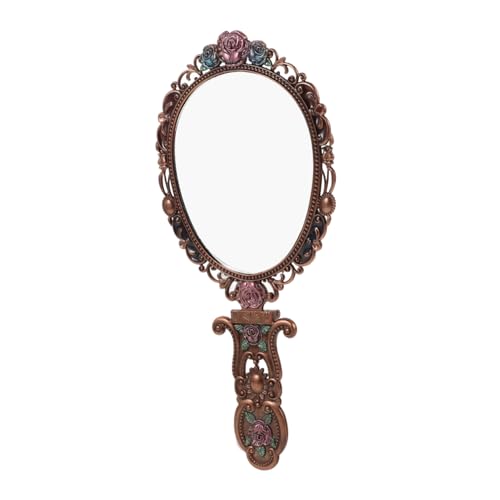 FOYTOKI Portable Antique Hand Mirror with Handle Travel Makeup Mirror for Women Compact Dresser Mirror High Definition Handheld Vanity Mirror for Quick Touch Ups and Cosmetics