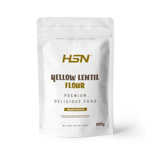 HSN Harina de Lenteja Amarilla Vegana Sin Gluten | Sabor Neutro 500 g = 10 Tomas por Envase | Sin Azúcar, Sin Añadidos ni Aditivos | Rica en Proteínas y Fibra | Ideal Recetas Saludables